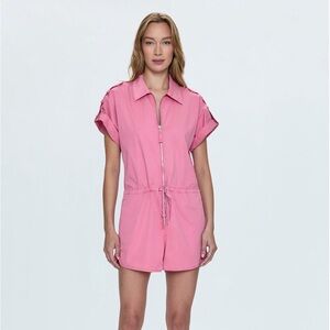 Pistola Small Meg Zip Front Romper in Flamingo